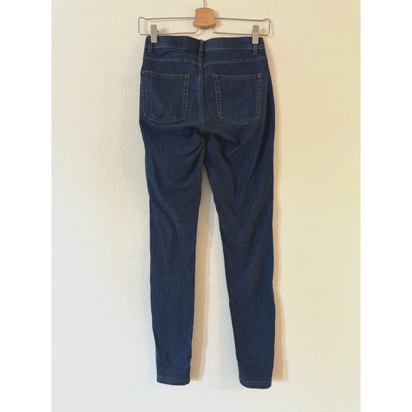 HUE Essential Denim Leggings Size S Deep Indigo Wash Belt Loops Pull On Jeggings - Picture 3 of 8